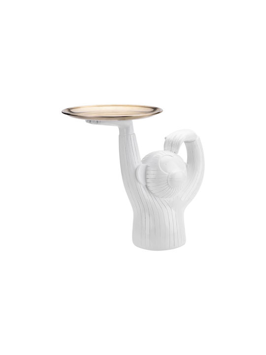 Techkidz Interior Decoration Crazy Monkey Model In Resin A Tray In His Hand White