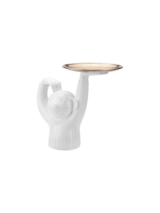 Techkidz Interior Decoration Crazy Monkey Model In Resin A Tray In His Hand White