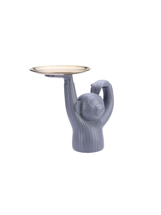Techkidz Interior Decoration Crazy Monkey Model In Resin A Tray In His Hand Grey