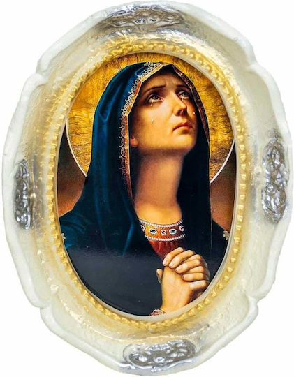 Wand Icon Jungfrau Maria Aus Resin 35 X 27cm Weiß Ext 9914
