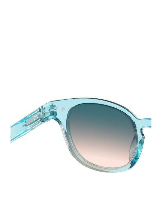 Izipizi Unisex Sunglasses with Blue Frame and Blue Gradient Polarized Mirror Lens