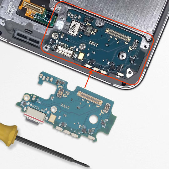 Clappio Usb-c Заряден Конектор Galaxy S25 Fe Четец На Sim Микрофон Син