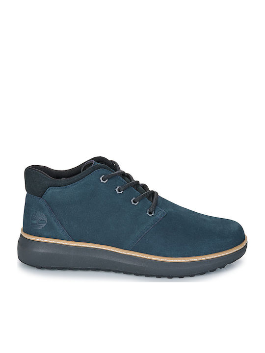 Leather Navy Blue Men's Boots