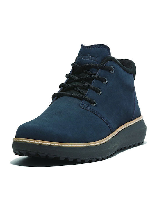 Leather Navy Blue Men's Boots