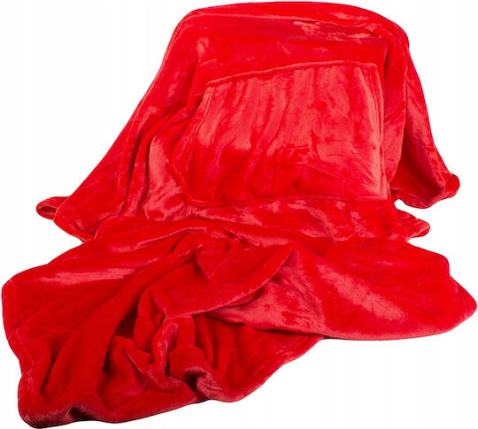 Pelzige Decke mit Ärmeln 140x200cm Rot