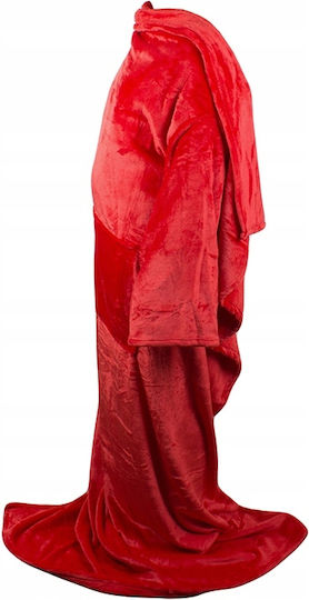 Pelzige Decke mit Ärmeln 140x200cm Rot