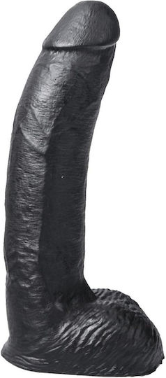 Hung System George Glass Dildo with Balls and Suction Cup Black 22cm
