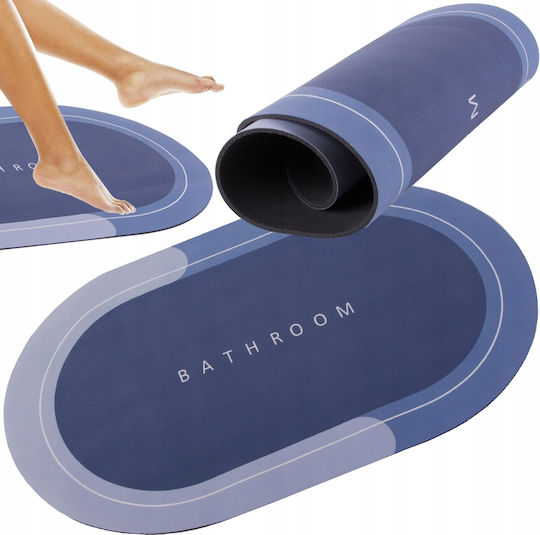 Covoraș Antiderapant De Baie Din Microfibra Oval ZK12713QWS66 Nuanțe De Albastru Și Violet 58x38cm