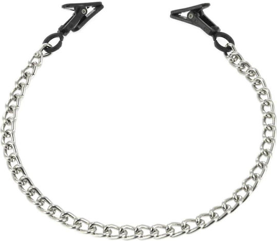 Rimba Nipple Clamp With Chain Σφιγκτήρες Θηλών σε Μαύρο Χρώμα