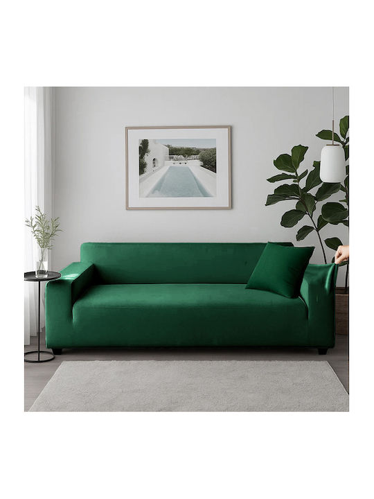 Ελαστικό Κάλυμμα Τριθέσιου Καναπέ Dark Green 230εκ.