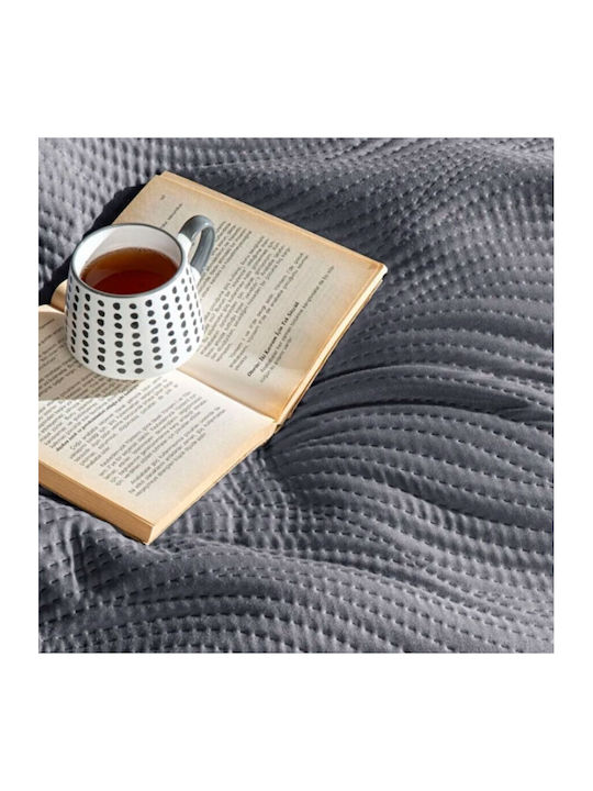 Tac Set Cuvertură King Size Din Poliester Antracit 250x260cm 3 Bucăți