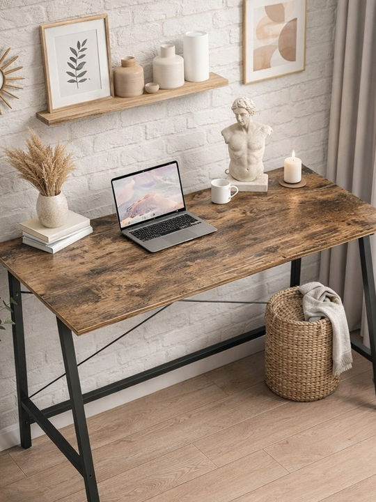 Birou Din Lemn Negru cu Picioare Metalice 100x46x75cm