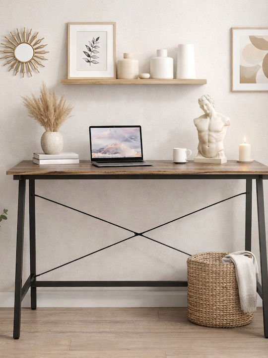 Birou Din Lemn Negru cu Picioare Metalice 100x46x75cm