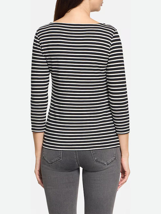 Bluza Damă Cu Mânecă 3/4 Cu Dungi Neagră