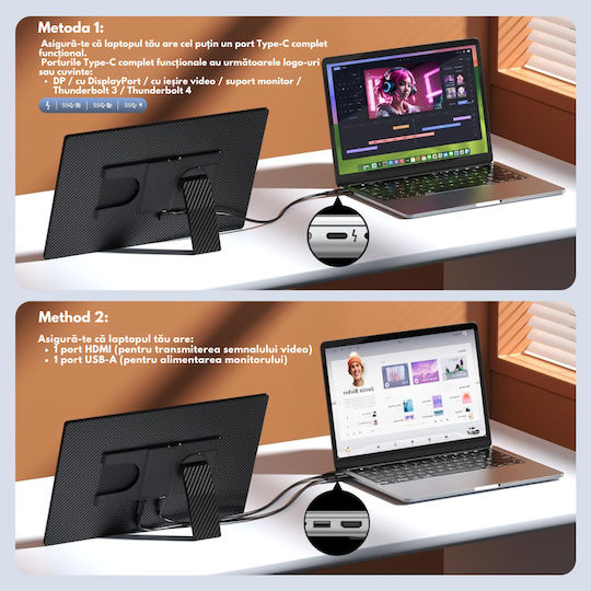 Qova Z1C IPS Monitor Portabil 16" FHD 1920x1200