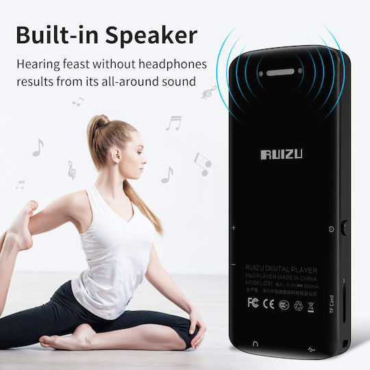 Ruizu MP3 Player 16GB with 1.8" Touch Screen Black D50-16GB