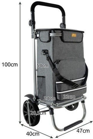 Căruț de Piață Textil Pliabil Gri 40l