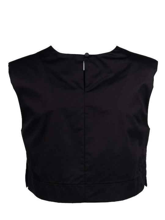 Women's Crop Top Cotton Sleeveless Black