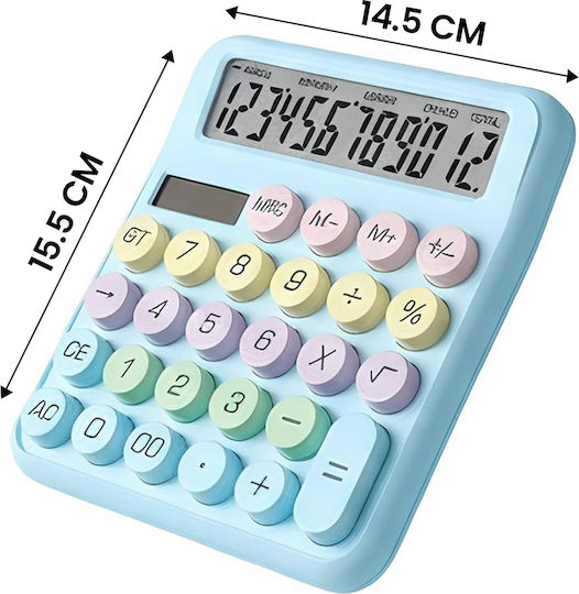 Avizar 12-digit Silent Desktop Calculator Macaron Design Blue