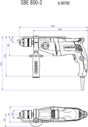 Metabo Круши Ударна Бормашина 850W