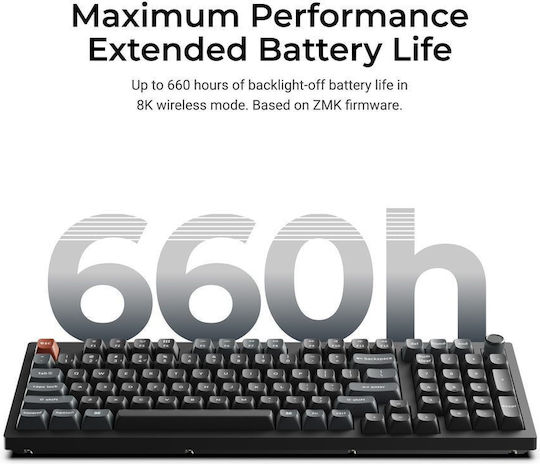 Keychron V5 Ultra 8K V5U-D1 Wireless Gaming Mechanical Keyboard 96% with Keychron Silk POM Red Switches and RGB Lighting (English US)