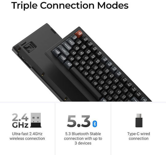 Keychron V5 Ultra 8K V5U-D4 Wireless Gaming Mechanical Keyboard 96% with Keychron Milk POM Banana Switches and RGB Lighting (English US)