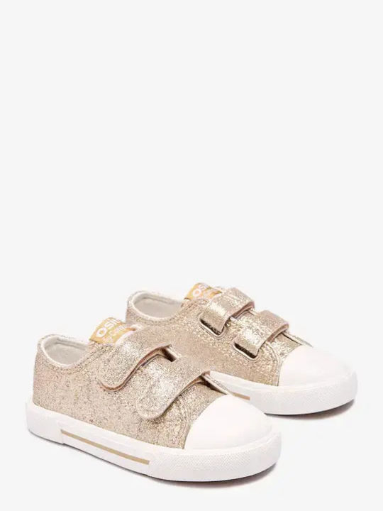 Kids Sneakers with Hoop & Loop Closure Gold