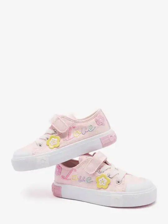 Kids Sneakers with Hoop & Loop Closure Pink