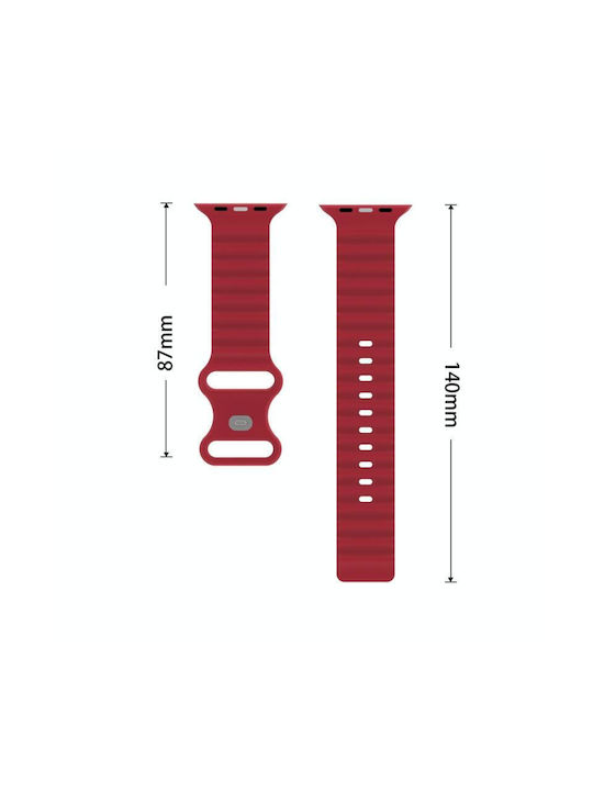 Silicone Watch Strap Ocean Style Apple Watch Ultra 49mm & Watch Ultra 2 49mm Series 9 & 8 & 7 45mm SE 3 & SE 2 & 6 & SE & 5 & 4 44mm 3 & 2 & 1 42mm Red