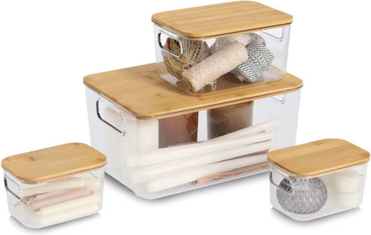 Zeller Cutie De Depozitare Din Plastic Cu Capac Transparent 31x22x15cm 4 Bucăți