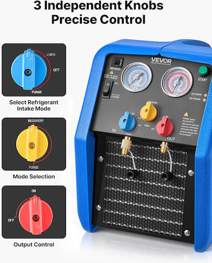 Vevor Portable Refrigerant Recovery Machine 3/4 Hp 220v 50hz Single Cylinder Ac Recovery Machine Liquid Vapor Refrigerant 1450 Rpm Recycling Unit Hvac Automotive & Household Air Conditioning Lmhsjbxsysdjt9pfp001v2