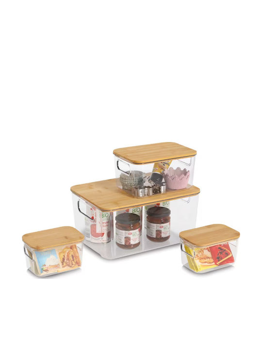 Zeller Cutie De Depozitare Din Plastic Cu Capac Transparent 31x22x15cm 4 Bucăți