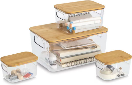 Zeller Cutie De Depozitare Din Plastic Cu Capac Transparent 31x22x15cm 4 Bucăți