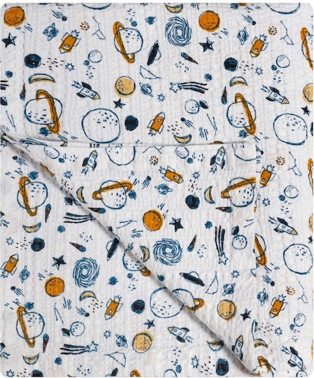 Kentia Babydecke Kinderbett Waffel Blau 100x140cm