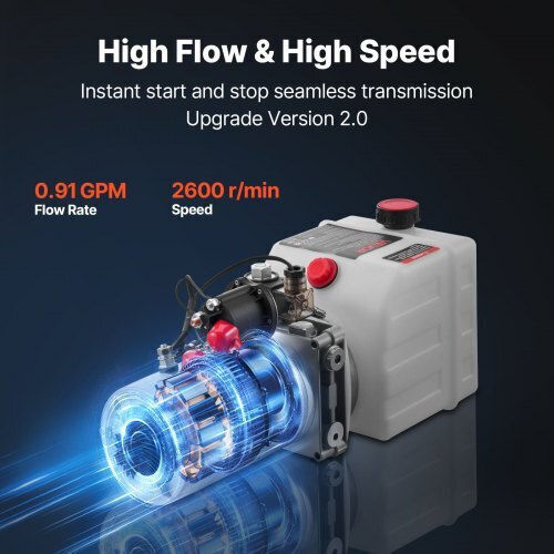 Vevor Hydraulic Power Unit 4 L Tipper Trailer Single Acting Maximum Pressure 22 Mpa & Flow Rate 3.4 L Min Hydraulic Pump Dc 12v Metal Reservoir Tipper Trailers Car Lifting
