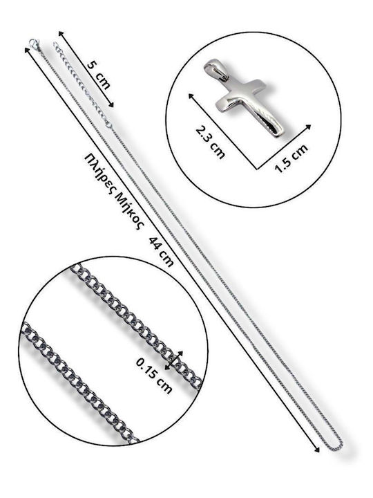 Männlicher Stahlkreuz mit Kette