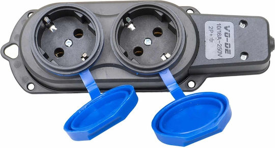Prelungitor Cauciucat Pentru Exterior Z-tools 2 Prize 16a Ip44 Fără Cablu Zts 8418