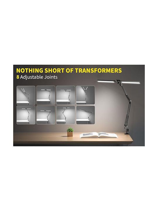 LED Iluminat de Birou cu Braț Flexibil și Clip în Culoare Neagră