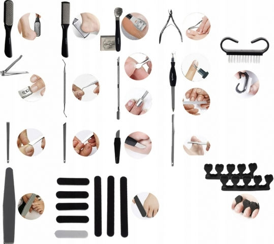 Set Pedichiură Ubx 24 Piese Pilă De Unghii Pilă Pentru Călcâi Clipper De Unghii Alte Accesorii Negre