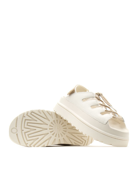 Goldenglow Leather Women's Sandals Flatforms Ecru