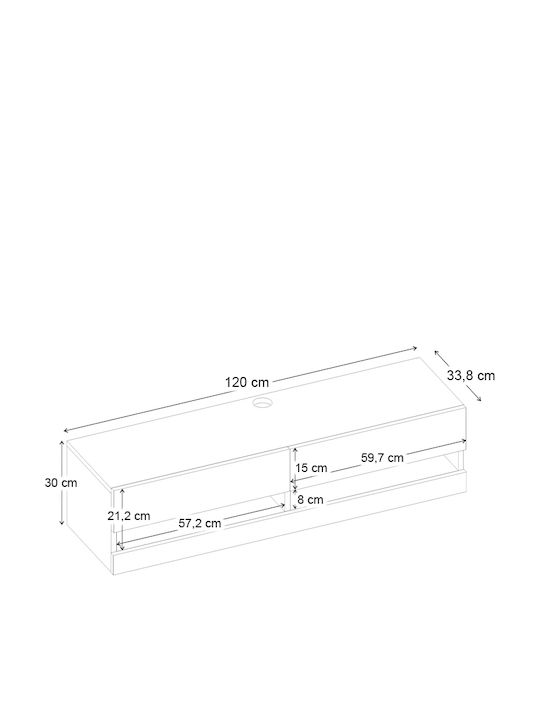 Moon Mit LED-Beleuchtung Grau M120xT33,8xH30cm