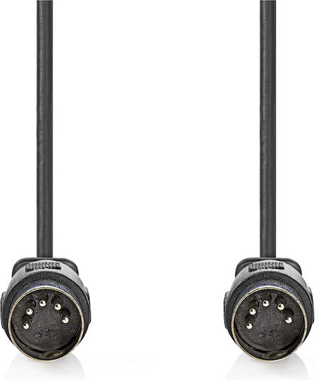 Nedis Audio Cable Din 5 Pin Male To Male 1m Nickel Plated Stable Connection Black