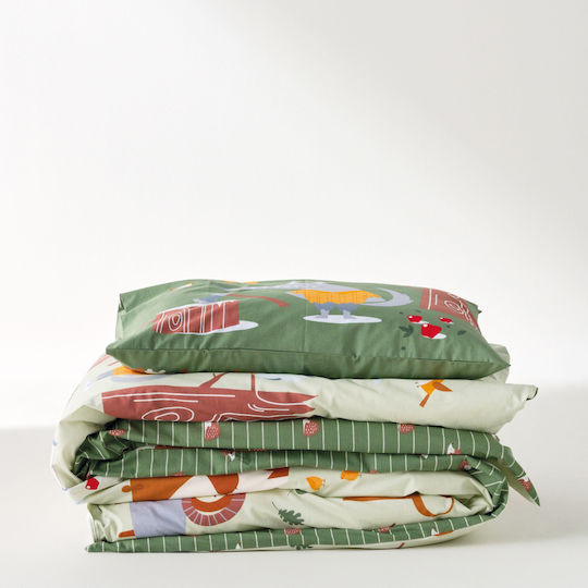 Kentia Set Single Cotton Green Sheets 160x270cm 3 Pieces