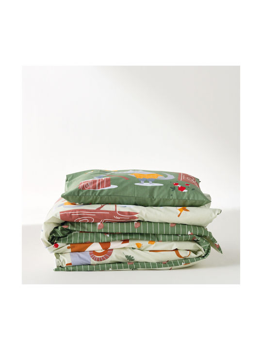 Kentia Single Kids Duvet Cover Set with Pillowcase Green 165x245cm