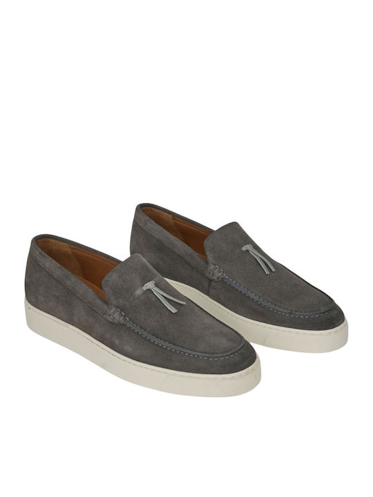 Leather Men's Loafers in Gray Colour