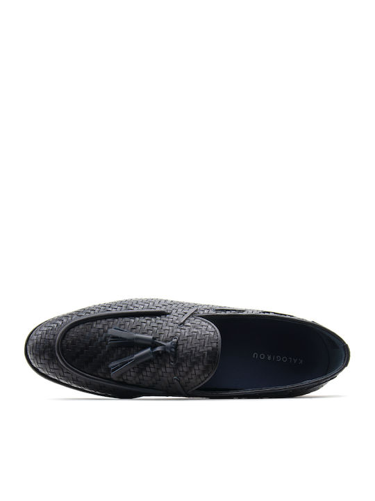 Δερμάτινα Ανδρικά Loafers σε Μπλε Χρώμα