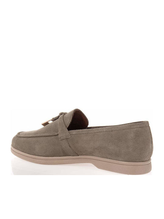 Ragazza Leather Women's Loafers in Khaki Colour