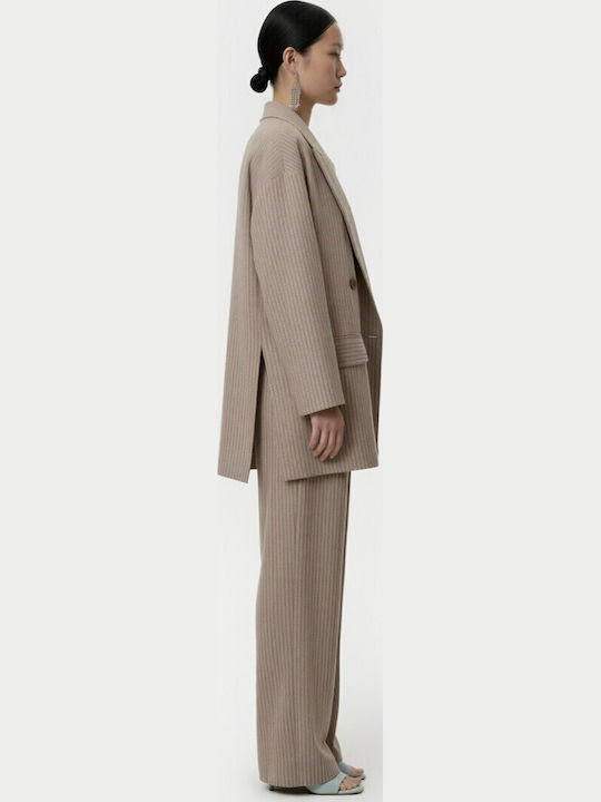 Helmi Γυναικείο Σταυρωτό Σακάκι Beige