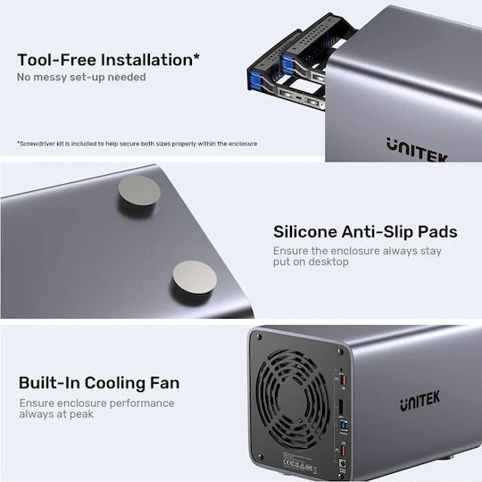 Unitek 4-bay External Sata 2.5/3.5 Hdd Ssd Enclosure Raid Usb-a S1301a