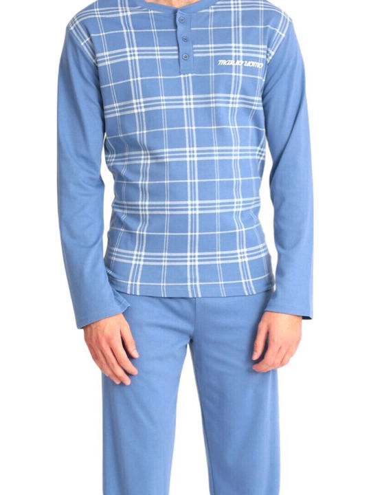 Uomo Winter Karierte Herrenpyjama Baumwollene Raph